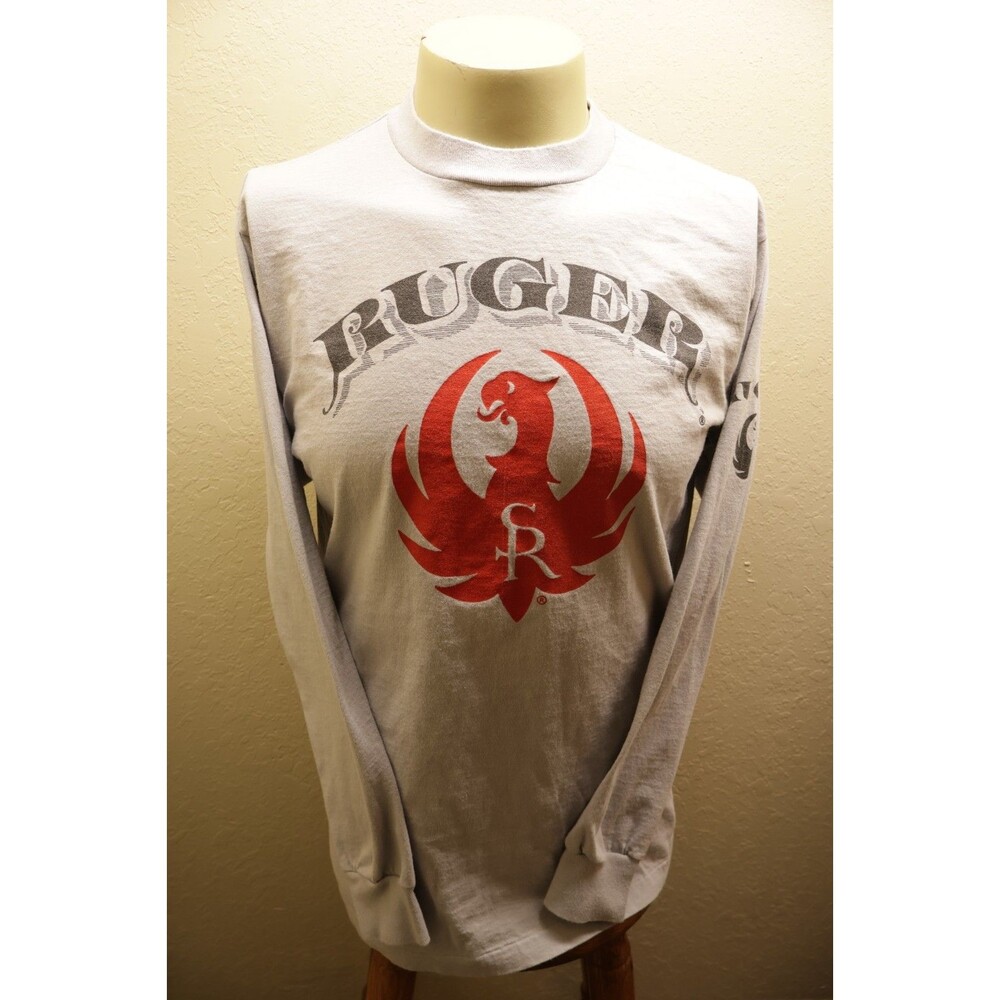 Vtg 90s Ruger Firearms Shirt Mens L Single Stitch Anvil Long Sleeve Promo Logo 2